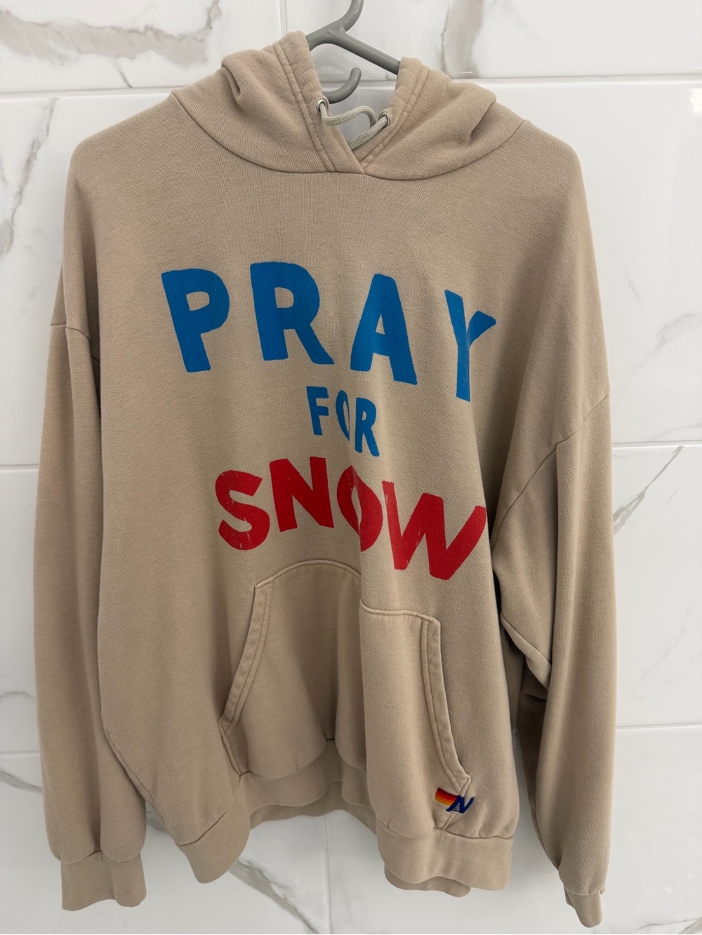 Pray For Snow Beige Hoodie Sweatshirt - Cozy Graphic unisex Sweatshirt